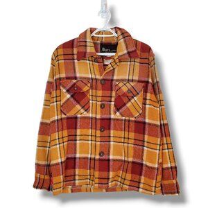 Vintage 70s Plaid Wool Shacket Jacket Orange size S